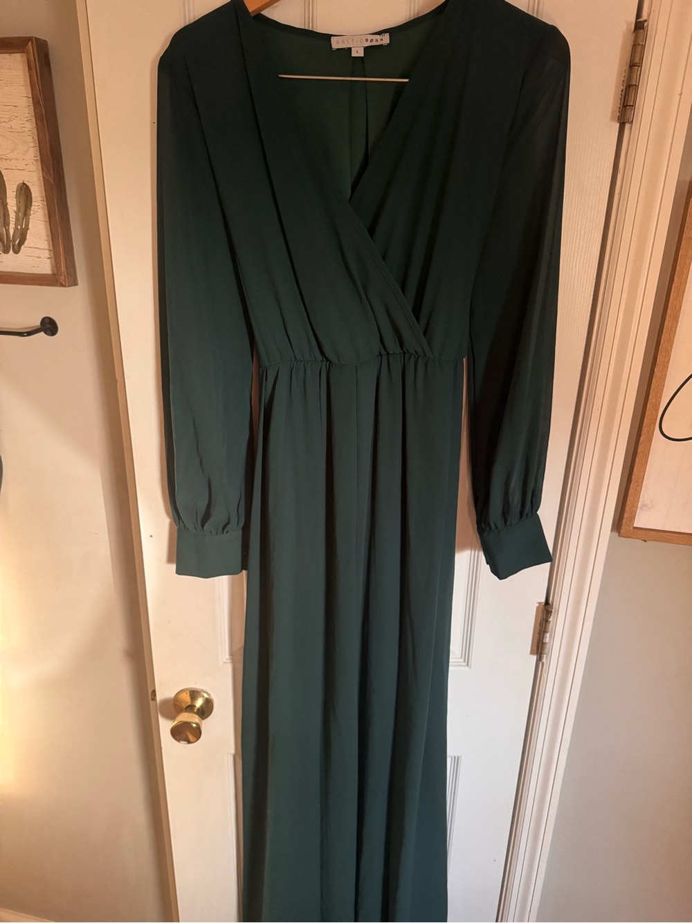 Baltic Born Deep Green Long Sleeve Wrap Maxi Dress